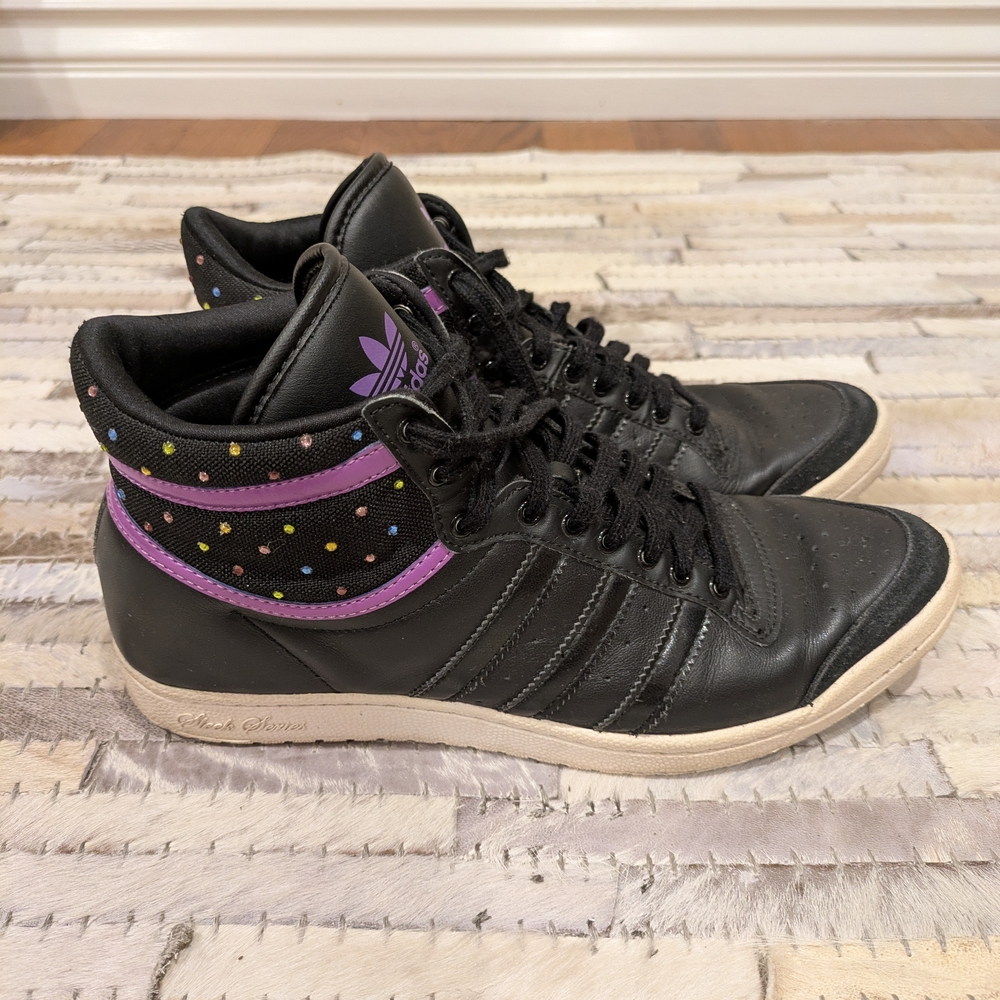 Adidas Women's Black and Purple High-Top Sneakers